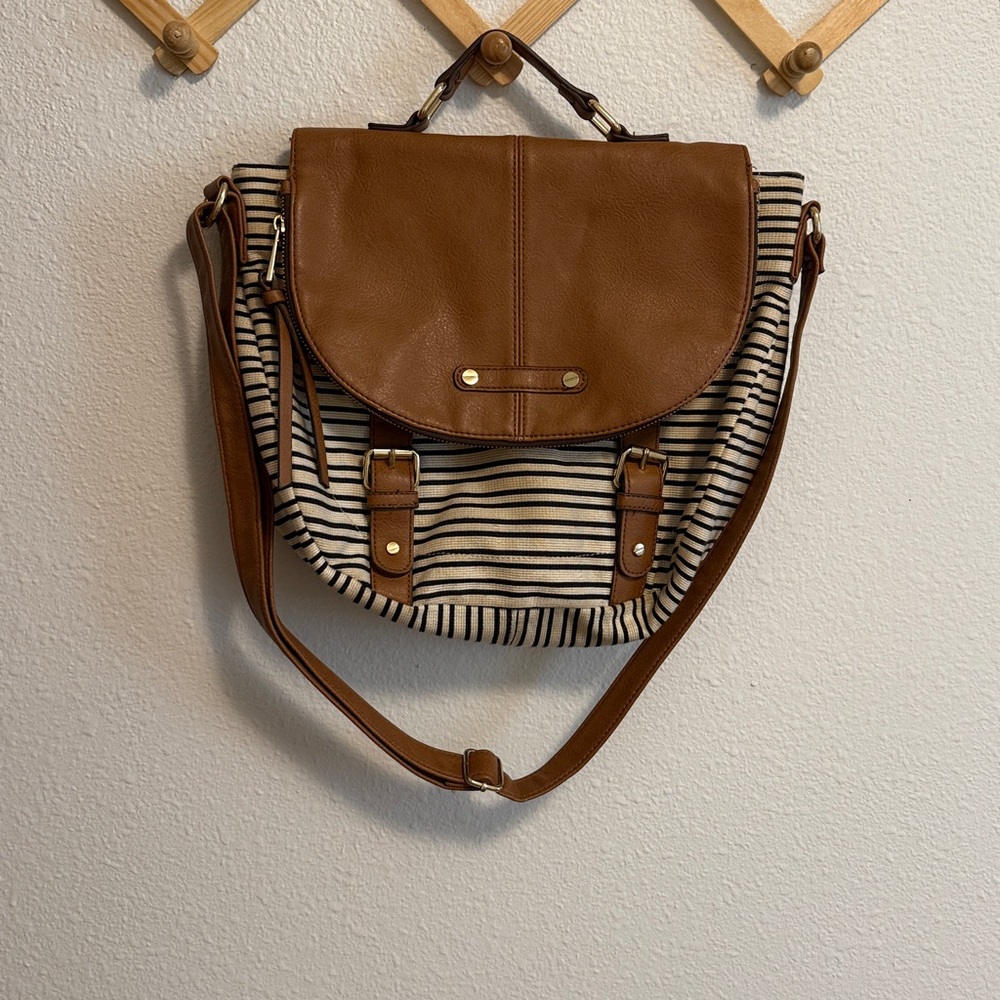 Striped Brown Crossbody Bag